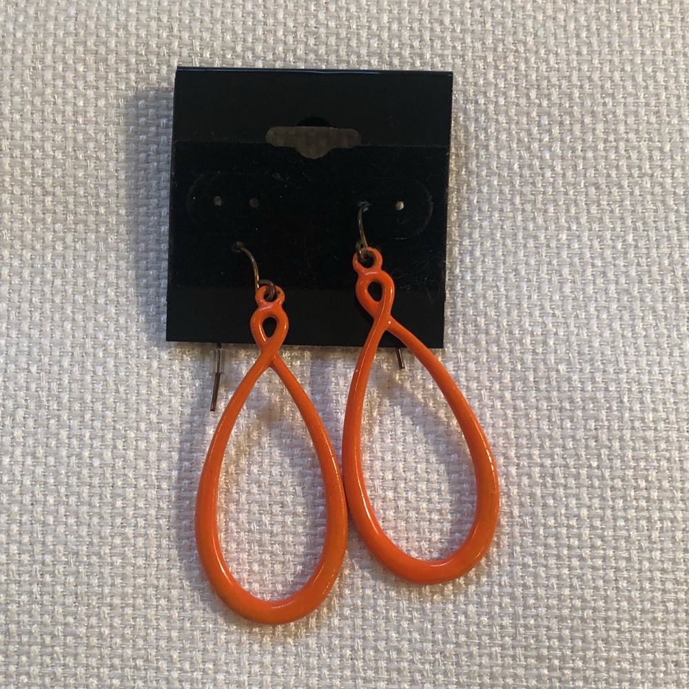 Retro Orange Enamel Twist Dangle Earrings